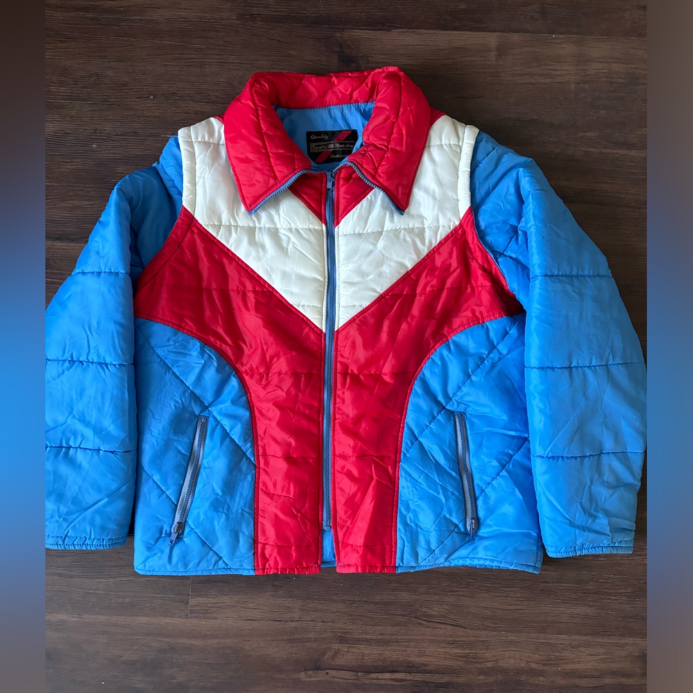 Sears Men’s 80’s Retro Wintercoat/Heavy Jacket Red White and Blue